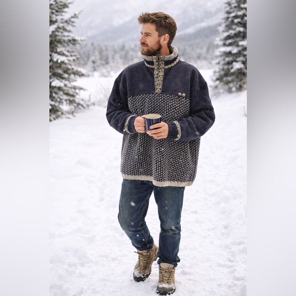 Norwegian Nordic Ski Wool Sweater L SØRE Scandinavian Bergen Norway Pullover